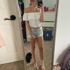 white off the shoulder crop top